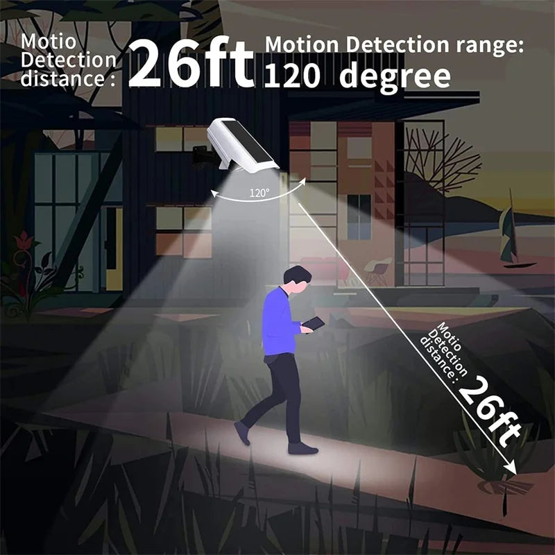 projecteur solaire motion sensor fausse caméra sécurité lampe rue moderne télécommande led blanc ip65