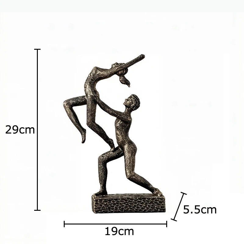 sculpture moderne danseurs figures humaines interaction dynamique penseur livres étagère decoration abstraite chaleur coloris