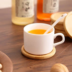 sous tasse ronde bois clair résistante chaleur durable tasse thé décoration table bois