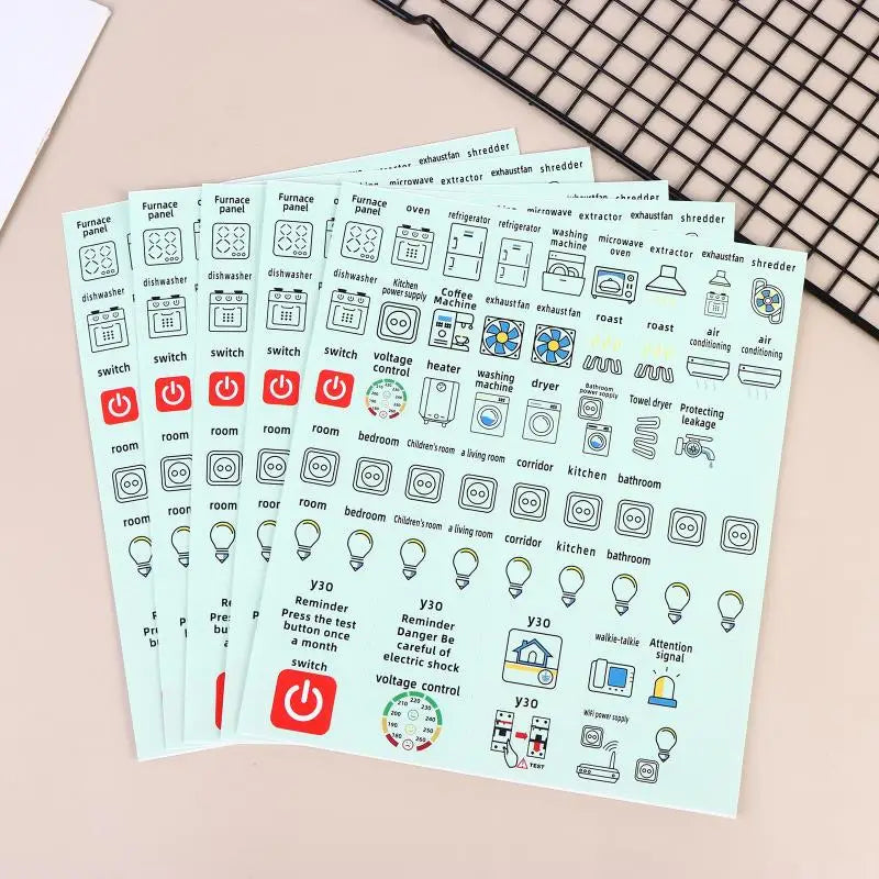 autocollants graphiques icônes électriques jaune bleu clair blanc simples adhésifs pack feuilles pack feuilles