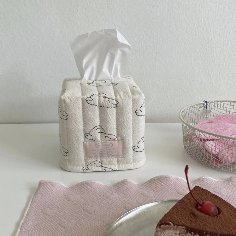 boîte mouchoirs tissu nuages lapins blanc minimaliste moderne décoration intérieure salon chambre douce confortable