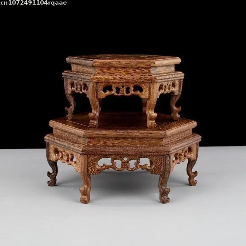 présentoir bois chinois traditionnel tasses thé stands empilables boîte ornements plantes vertes decoration