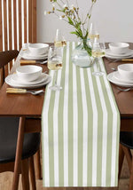 table chemin table vert clair rayures horizontales moderne décoration intérieure polyester