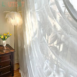 rideau moderne polyester transparent plumes maison 100cm 150cm 200cm 250cm 300cm 400cm 500cm