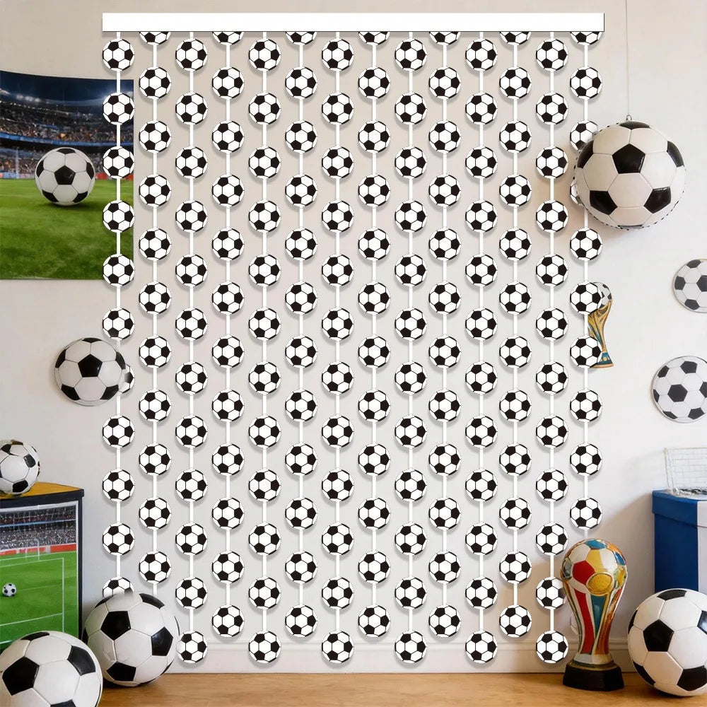 rideau décoratif football motifs ballons semi transparent adhésif double face suspension anniversaire fête enfants