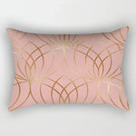 taie d'oreiller rectangulaire rose blanc doré motif géométrique moderne lit chambre décoration maison
