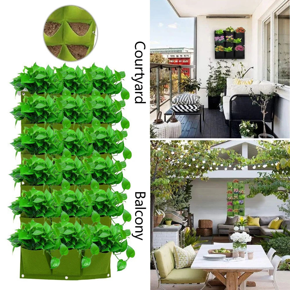 sacs culture plantes suspendus panneau pots jardinière murale verticale poches feutre tissu rustique naturel