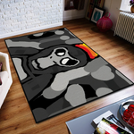 tapis gris noir blanc motif personnage moderne salon antidérapant résistant