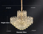 lustre led cristal transparent doré crochets classique salon chambre cuisine
