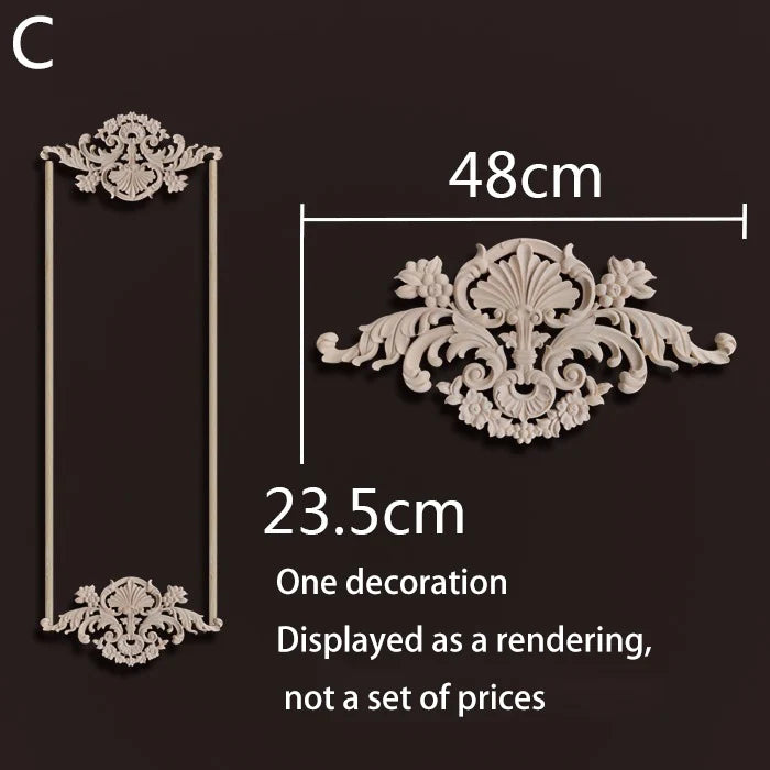 ornement mural bois blanc sculpture baroque fleurs motif classique décoration maison ancien décor