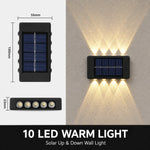 lampe murale solaire extérieure led up down 10 led moderne panneau solaire texturé murale