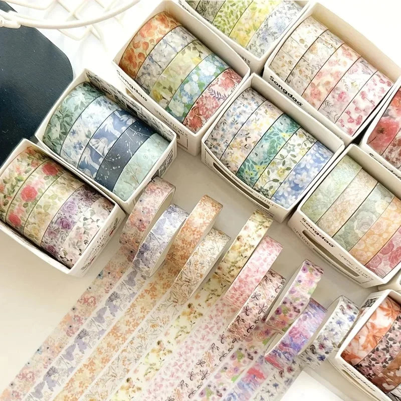ruban adhésif décoratif multicolore fleurs papillons vintage floral boîte inclusion adhésif mignon étudiant cadeau
