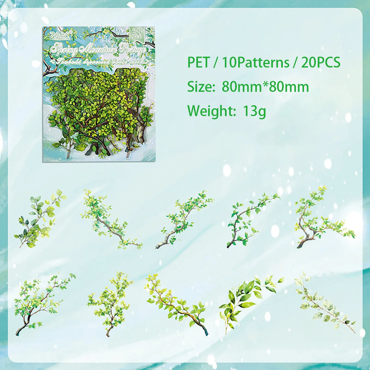 autocollants adhésifs feuilles fleurs naturelles détaillées vert rose bleu marron jaune papeterie scrapbooking étudiants