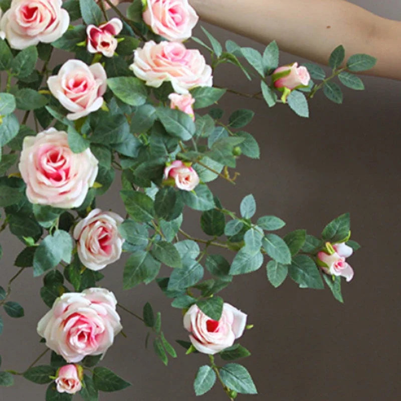 guirlande florale artificielle roses feuilles décoration mariage anniversaire intérieur blanc rose orange vert