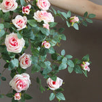 guirlande florale artificielle roses feuilles décoration mariage anniversaire intérieur blanc rose orange vert