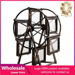 cadre photo vintage grande roue transparent bronze or argenté decoration florale photos inclusion industrielle