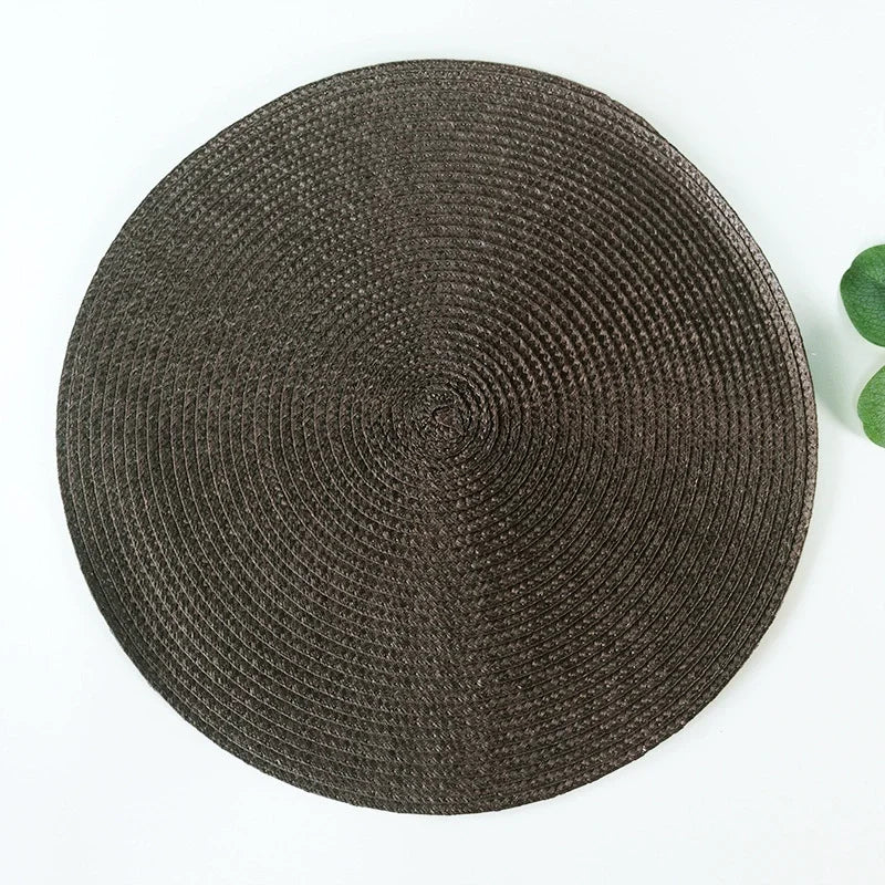 tapis table rond tissé turquois respectueux environnement moderne 15 pouces assiettes verres