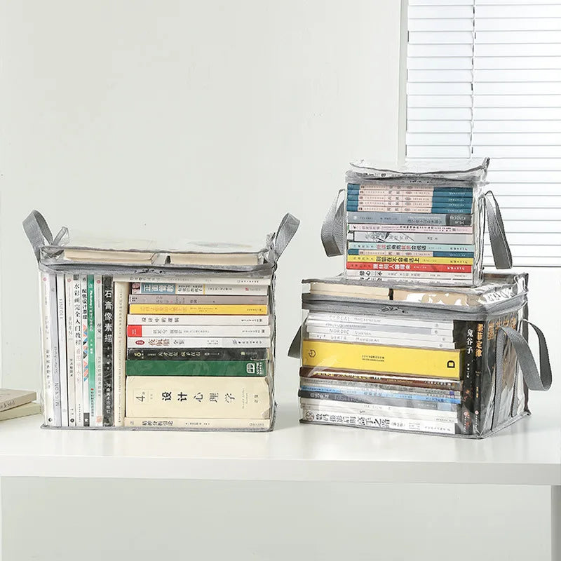 organisateur livres transparent noir poignées amovibles moderne pratique sac livres étudiant classe rangement ménage