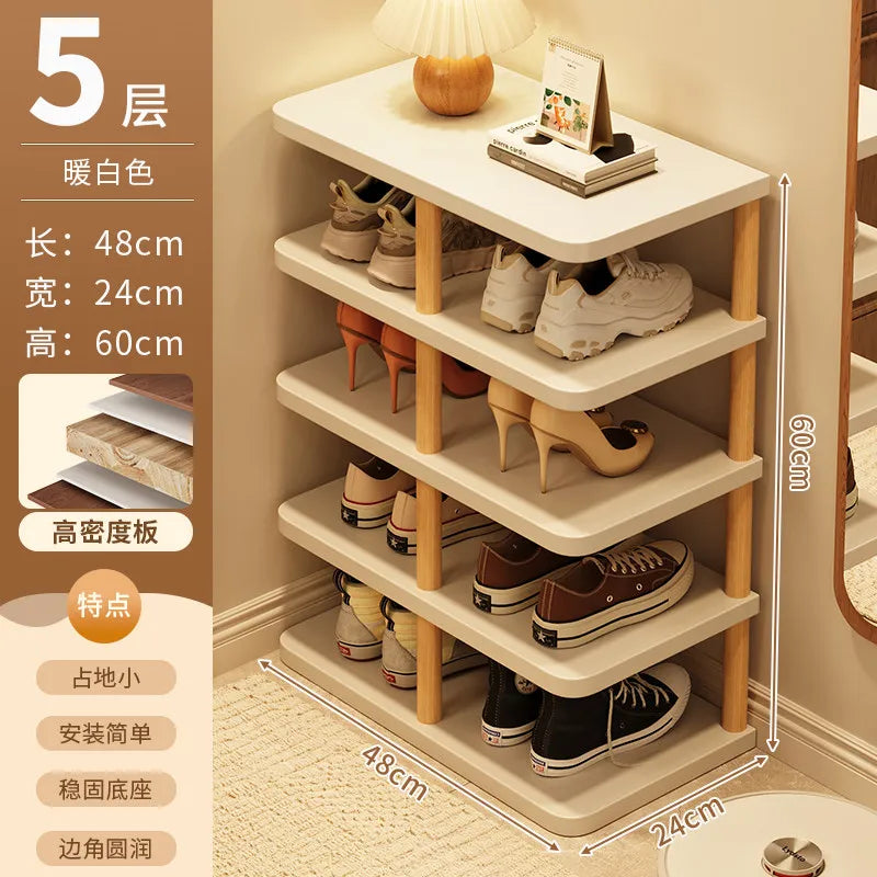 étagère chaussures moderne métal texture bois clair organisateur minimaliste gain place maison