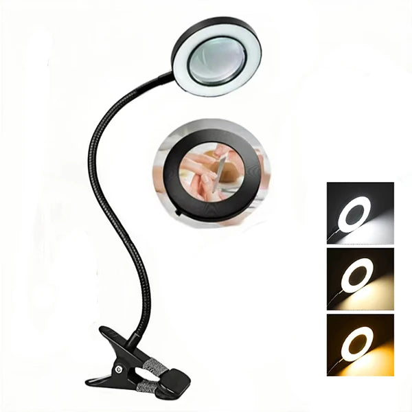 loupe led clip moderne interrupteur bouton poussoir câble usb noir blanc