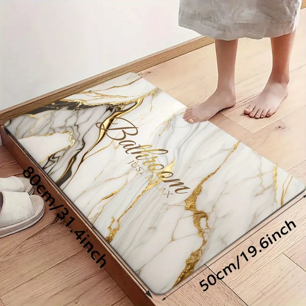 tapis bain imperméable antidérapant marbre doré moderne élégant salon chambre polyester lavable