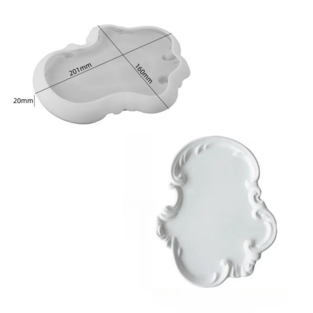 porte bijoux silicone ornements floraux classique baroque colliers or pierres noires blanc