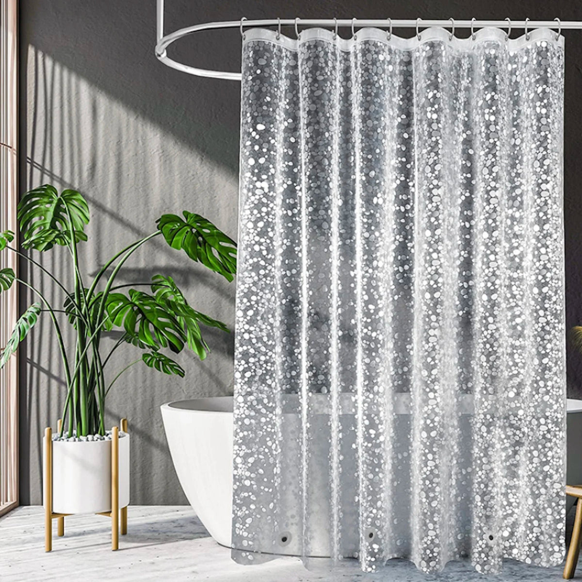 rideau douche transparent moderne grains taille 170cm 180cm aimants