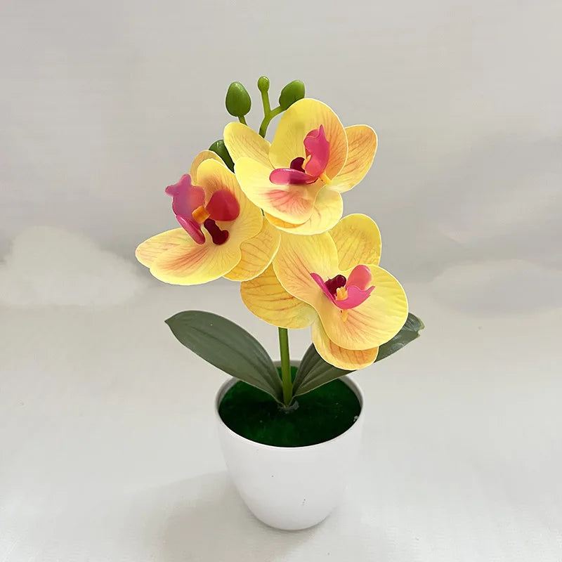 fleurs artificielles orchidées blanches roses jaunes modernes intérieur décoration maison salon