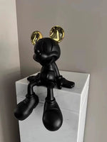figurine mickey mouse résine noire blanche moderne figurine deco salon hall entrée meuble tv