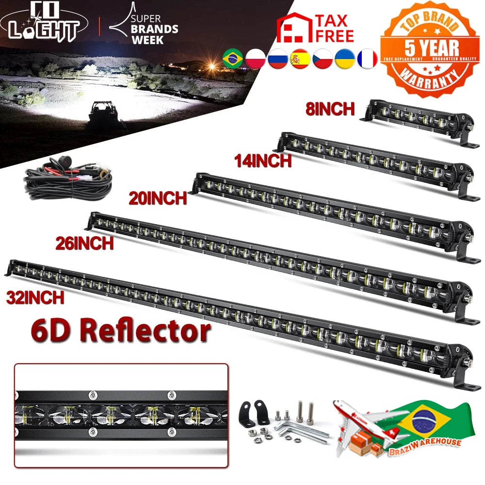 barre led noire moderne 30w 240w ip68 clips vis câbles combo 50inch