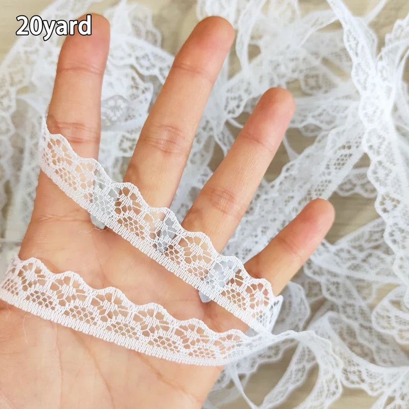 ruban dentelle blanc motif floral 20 yards largeur 13mm texture fine élégante crochet embroidery