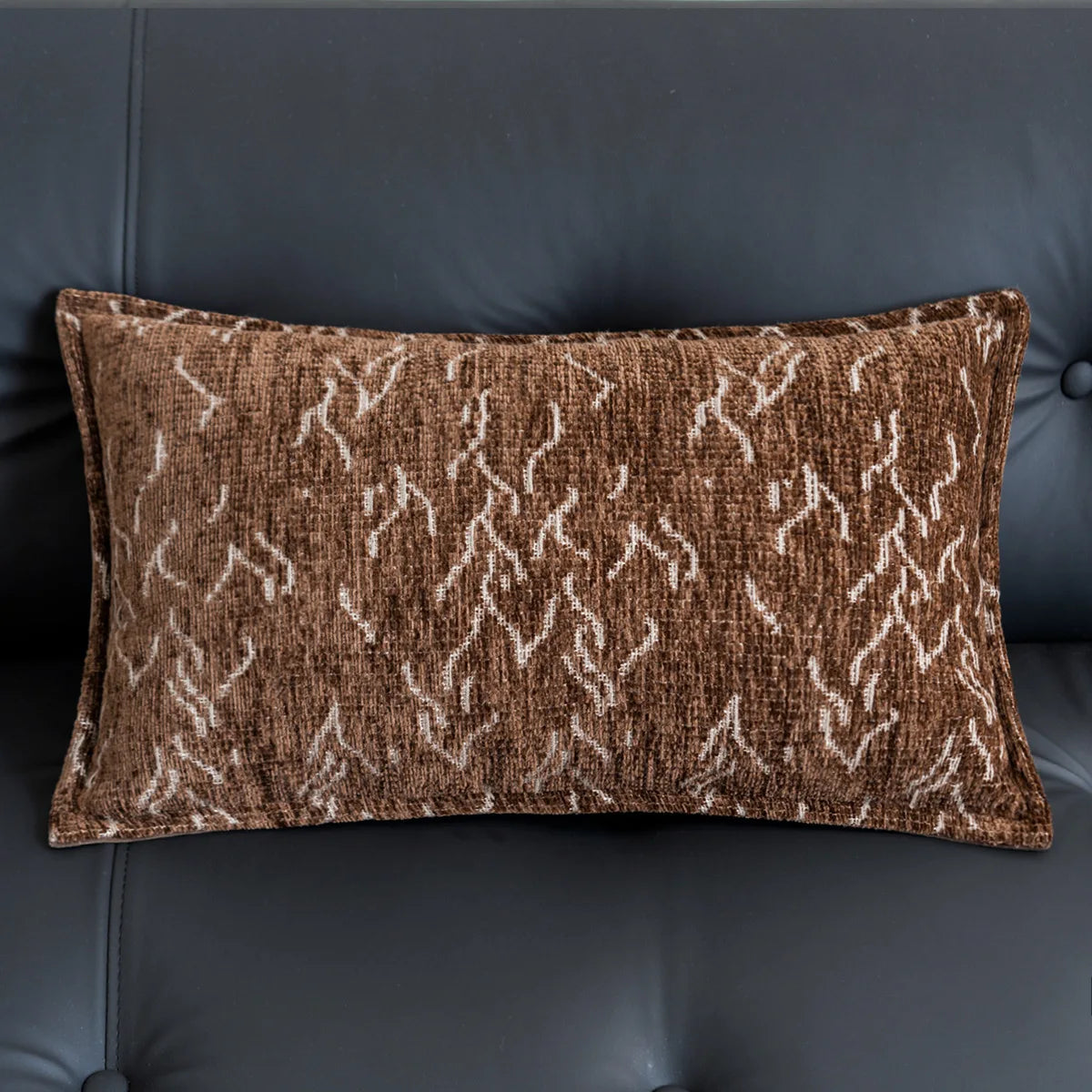 housse coussin polyester géométrique beige marron nordique contemporain adhésif tassel decoration intérieur voiture