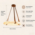 Suspension lumineuse moderne marbre marron cuir chaînes lumière LED 3000K 4500K 6000K