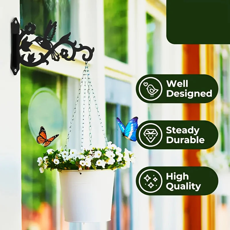 support mural noir colibri floral suspendre pots fleurs vis fixationextérieur