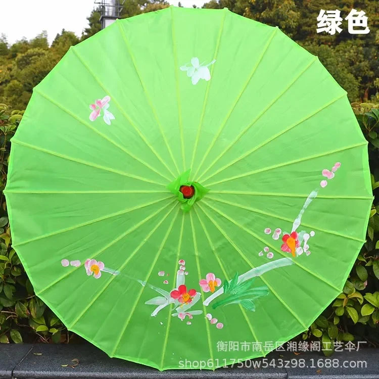 parapluie traditionnel fleurs peintes main rouge rose violet bleu orange jaune vert blanc