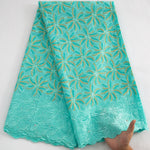 tissu africain brodé fleurs feuilles orange vert bleu rose traditionnel dentelle rhinstones soirée