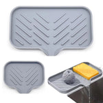 rangement silicone évier moderne éponge savon flacons minimaliste multifonction pliable gris texturé