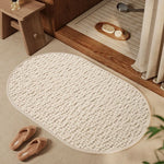tapis bain antidérapant résistant décoloration texture boule coton moderne beige marron ovale carré polyester