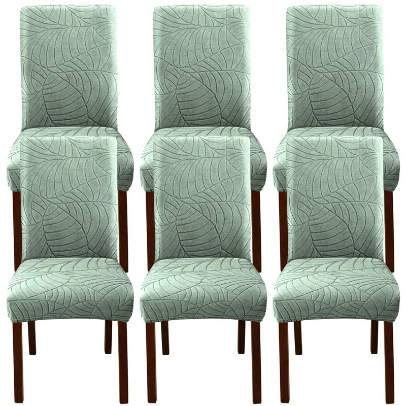 housse chaise velours motif feuilles extensible élastique fauteuil salle manger moderne
