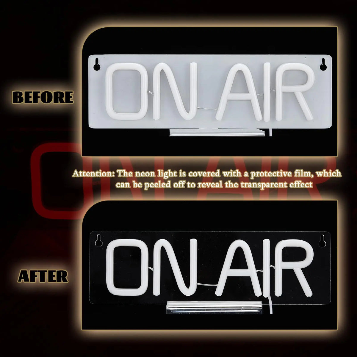 néon lumineux ON AIR rouge blanc moderne interrupteur étanche crochet mural festive chambre