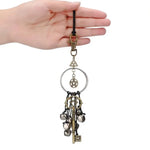 porte clés vintage pentagramme clé antique clochettes boho chic ornement métallique doré chaîne noire