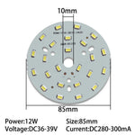 plaque led 12w blanc chaud 3000k 55mm 65mm 85mm 100mm moderne