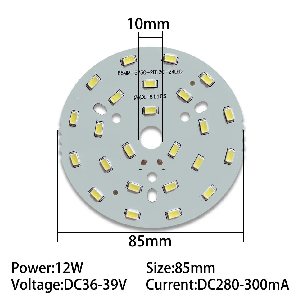 plaque led 12w blanc chaud 3000k 55mm 65mm 85mm 100mm moderne