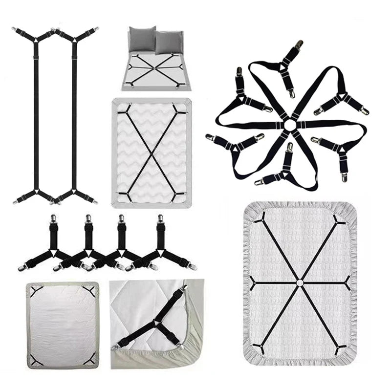 sangles élastiques ajustables clips métalliques maintien draps lit noir modernes 70cm 280cm