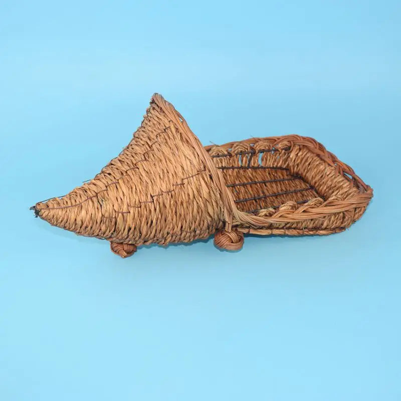 panier tressé bambou marron clair rustique réutilisable rangement plantes fruits opacité traditionnel