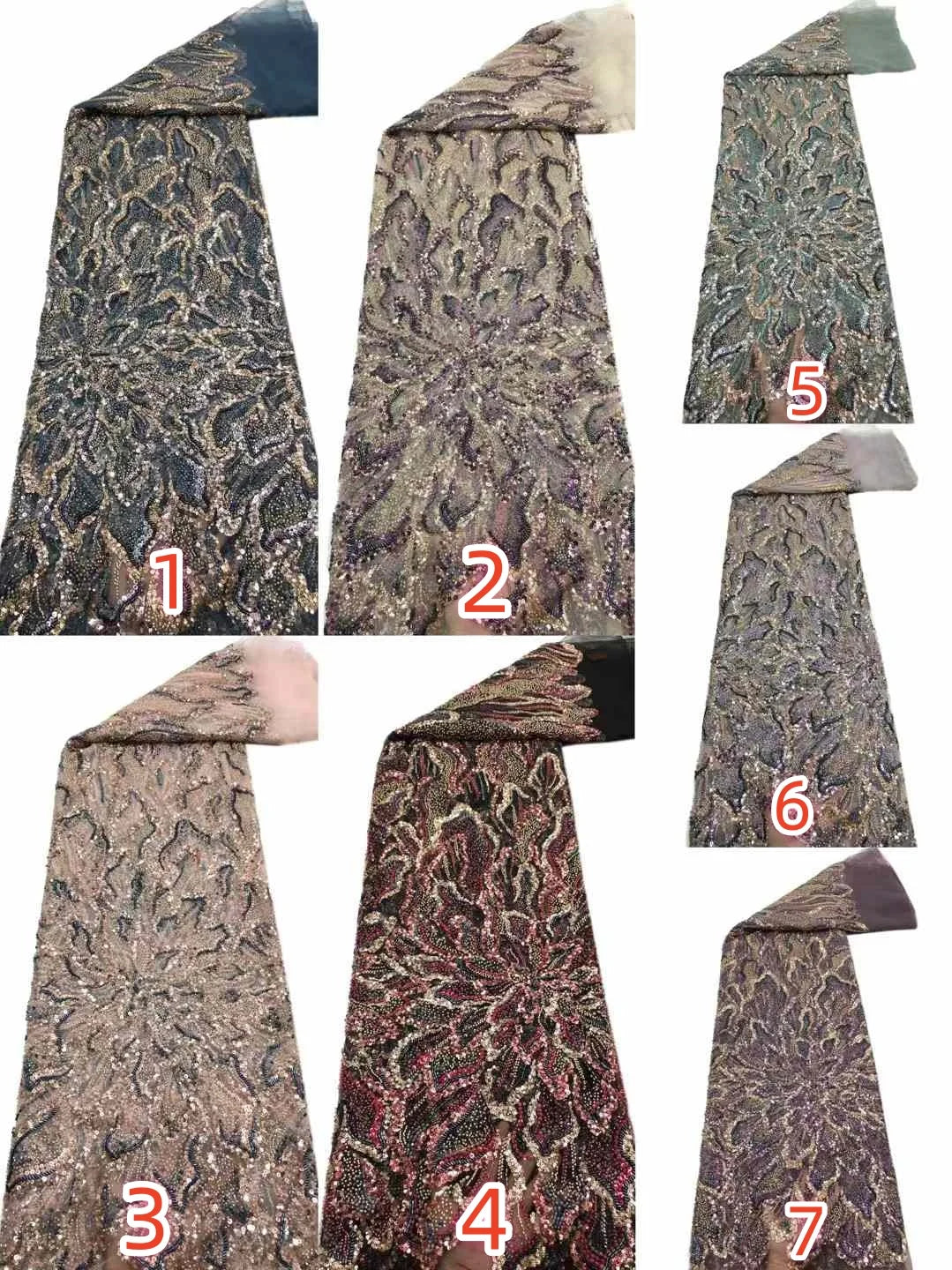 tissu polyester dentelle floral élégant noir doré rose violet translucide soirée mariage