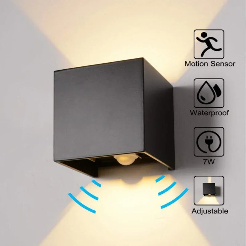 lampe murale led détecteur mouvement moderne noir blanc ip65 extérieure 110v 240v