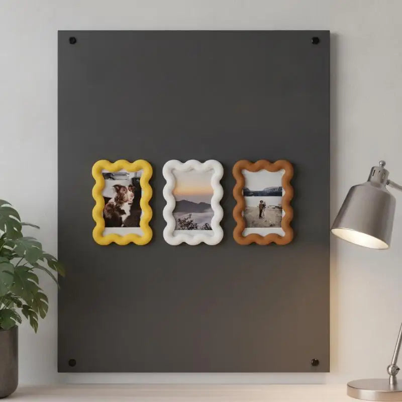 cadre photo magnétique moderne jaune blanc marron rose vert 3d ondulé aimants minimaliste