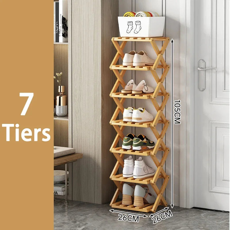 étagère pliante chaussures bois naturel moderne rangement entrée sans installationversible