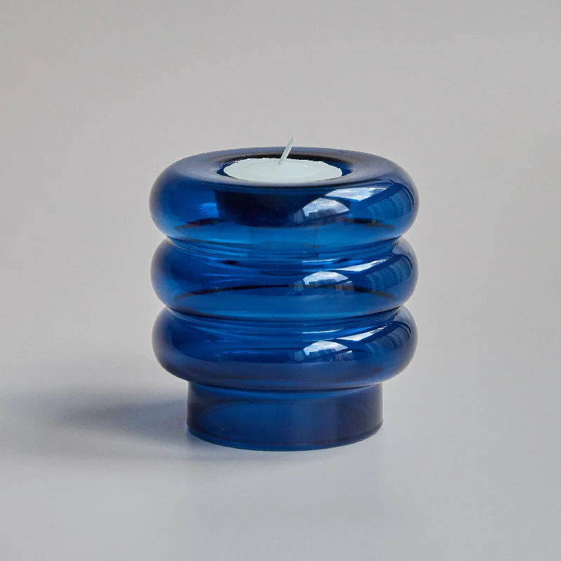 Support bougie moderne transparent orange jaune rose bleu chandelle bâton tealight décoration maison festive